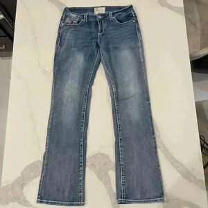 Charme Aztec Embroiderey Mid Rise Bootcut Denim Jeans Women’s 30 Light Blue Wash